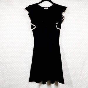 Shoshanna Black Gold Ruffle Sleeve Knit‎ Dress